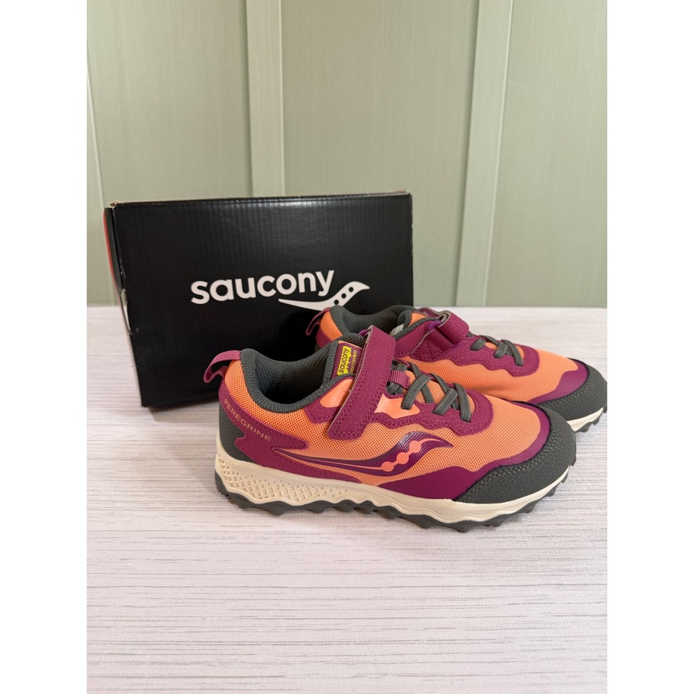 Saucony Peregrine Size 2.5 M KDZ A/C Shield Kids Trail Running Shoes Berry Coral